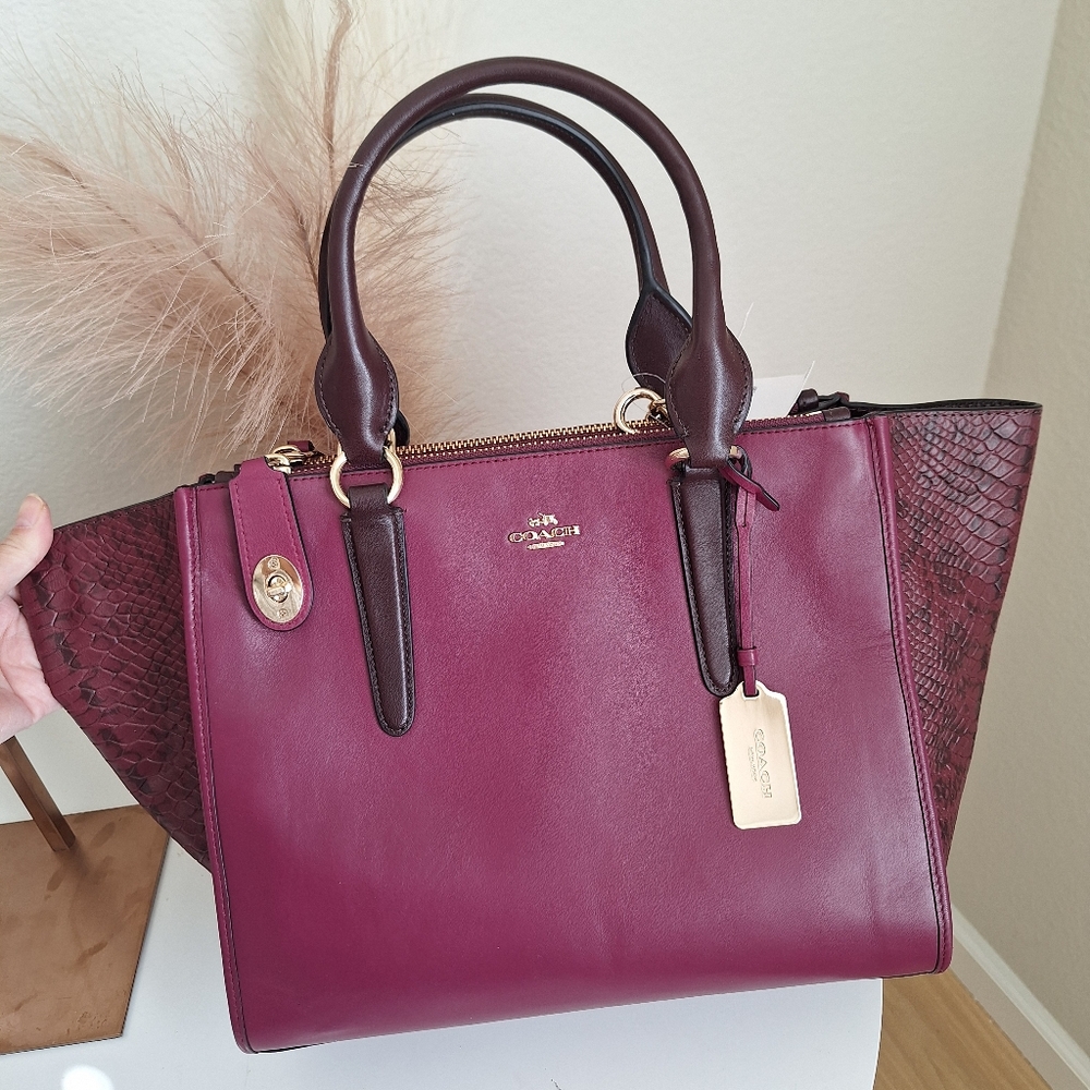 NWT COACH CROSBY CARRYALL IN COLORBLOCK EXOTIC EMBOSSED LEATHER $450